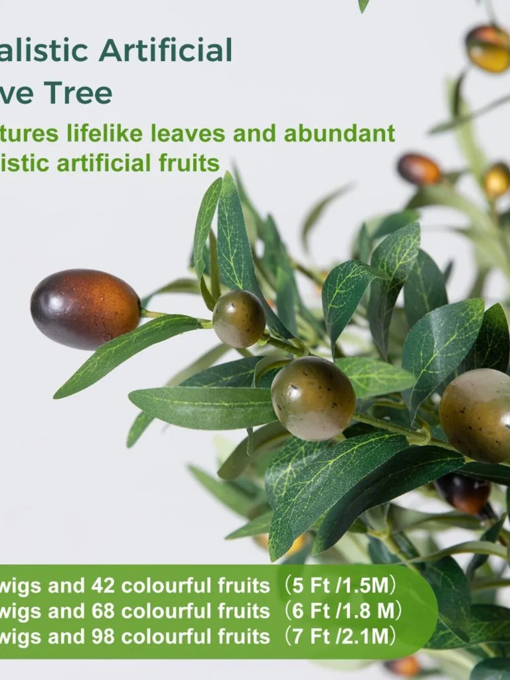 Olive Trees Artificial Indoor, 5FT Tall Faux Olive Tree with Moss and Planter, A